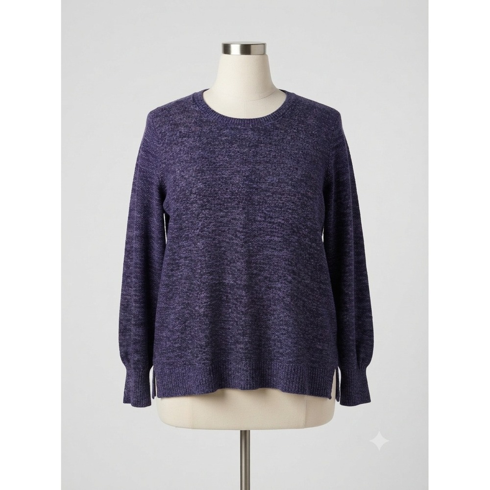 Purple Marled Knit Crewneck Sweater Heathered Long Sleeve Pullover Top
2XL NWT